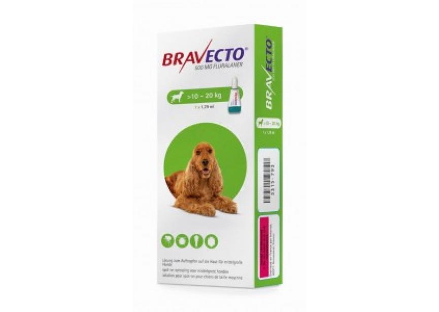 BRAVECTO 500MG SPOT ON HOND 10-20KG 1 PIP