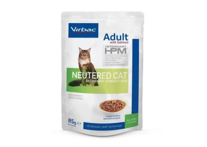 HPM ADULT CAT SALMON NEUTERED POUCH 12X85G