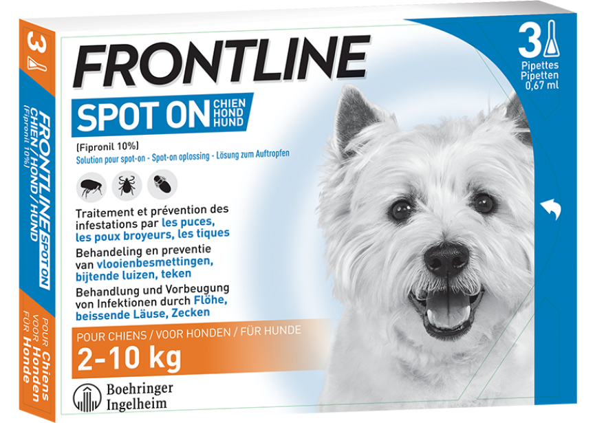 Frontline SpotON 3 pipettes DOG 2-10 BE