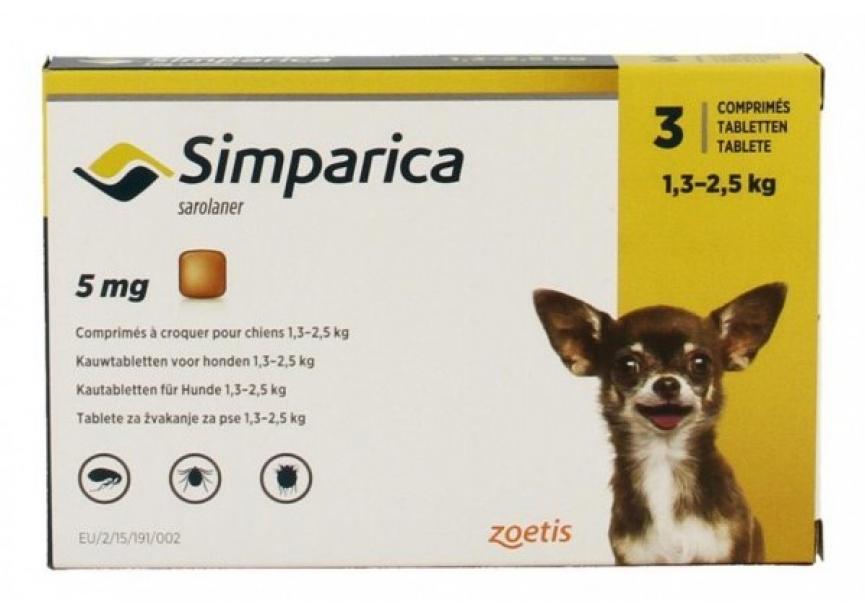 SIMPARICA 5MG 3CO H minder dan 2,5KG