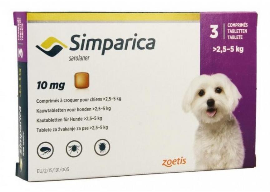 SIMPARICA 10MG 3CO H 2,6 - 5KG